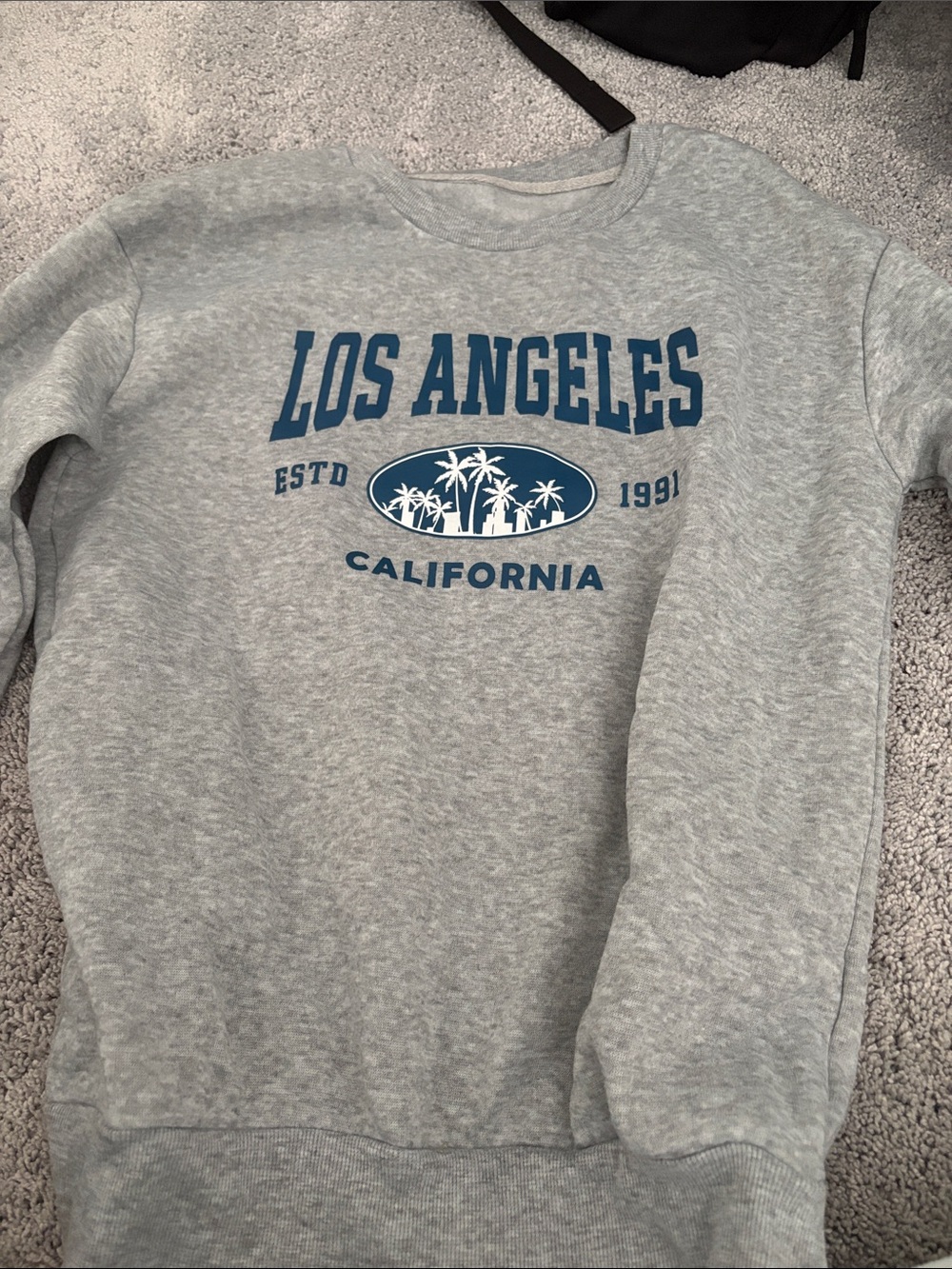 SHEIN Grey Crewneck Sweatshirt with Blue Los Angeles Graphic